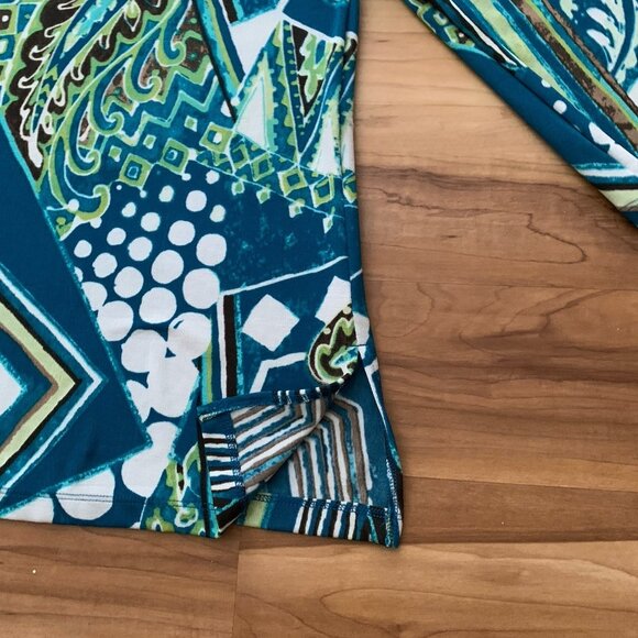 Chico’s Women’s 1 Blue Abstract Print Knit Tunic Top 3/4 Sleeve Size USA 8 - Picture 5 of 10